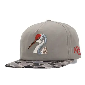 American Flyway Waterfowl Grey Ripstop Camouflage Adjustable Stylish Snapback Hat - Hardwoods 2 Camo Bill, Trucker Style Flatbill Bird Hunting Hat, Adjustable Stylish Hat, Trucker Style Hat