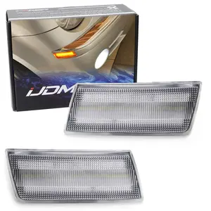iJDMTOY Clear Lens Amber Full LED Front Side Marker Light Kit For 2005-10 Chrysler 300, Powered by 45-SMD LED