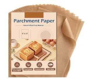 Unbleached Parchment Paper Baking Sheets, 9x13in Precut Non-Stick Eco-Friendly Parchments, Heat-Resistant Up to 450°F for Baking, Grilling (70 Sheets, Air Fryer & Steaming Compatible)