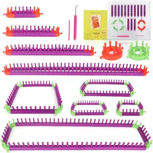 Adjustable Knitting Looms Set -Customized Sizes for Your Project-Afghan Loom-Blanket Loom-Sock Scarf Loom-Hat Loom for Crocheting-Crochet Loom with Loom Knitting Book Hook Needle (All-in-one)