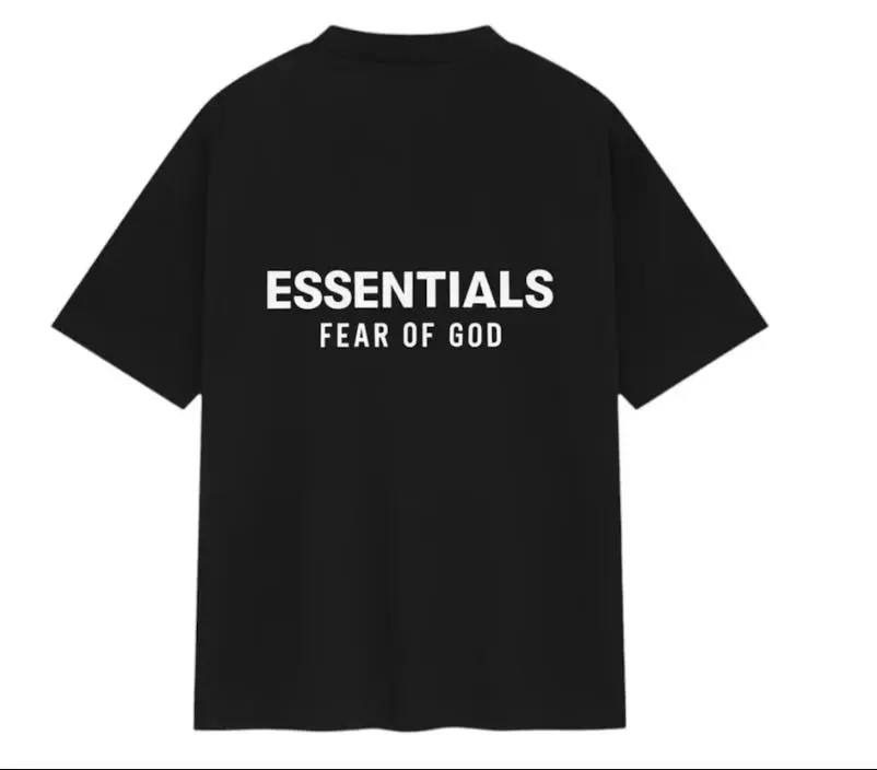 Fear of God Essentials Classic Men's Premium T-Shirt - Jet Black, Round Neck, Short Sleeve, Fitted Top, Mens Fashion, Casual Street Fashion, Luxury Everyday Wear, Trending 2026