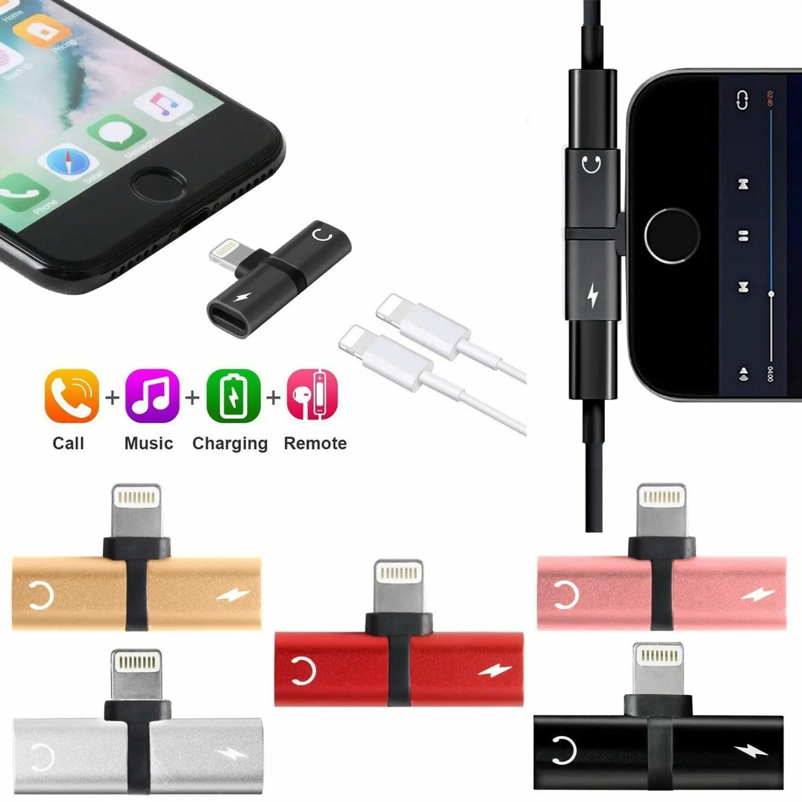 Headphone Adapter Lightning to Audio Jack and Charger Extender Earphone Charging Splitter Compatible with iPhone 11 12Mini pro max xs xr x se2 7 8plus for ipad air Cable Converter Plug
