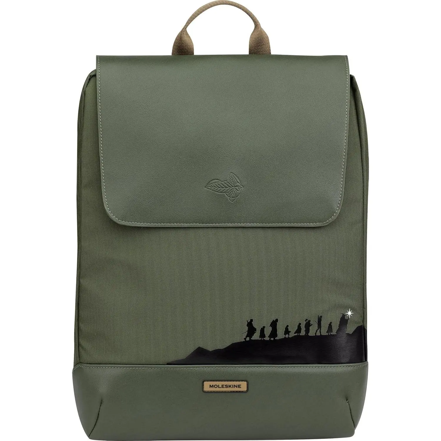 Moleskine Limited Edition The Lord of the Rings Metro Slim Bookbag - Moss Green, 13.5 L, Zip Closure, Adjustable Shoulder Strap, Built-in Organizer Pockets, Minimalist Compact, Exclusive, Fellowship Silhouette Print for Adults