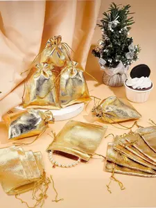 50pcs Adjustable Jewelry Bags, Reusable Metal Gift Pouches for Weddings, Birthdays, Special Occasions, Christmas Decorations