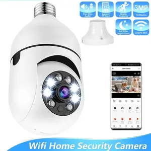 360 Wireless Bulb Security Camera Indoor Outdoor Pan-Tilt-Zoom with 360-Degree Motion Tracking Color Night Vision White Wifi Home Surveillance