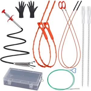 Drain Snake Hair Clog Remover, 61 Inch Flexible Plumbing Toilet Snake, Plastic Drain Hair Remover Tool for Shower, Bathtub, Kitchen, Wash Basin and Utility Sink Drain Cleaner