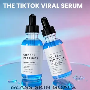 GHK-Cu Copper Peptide Serum with Hyaluronic Acid, Lightweight Hydrating Treatment for Collagen Boosting and Skin Tightening, Fragrance-Free, 30 ml, Hydrate