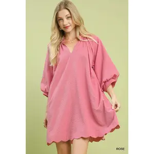 Umgee Textured Pocket Mini Dress