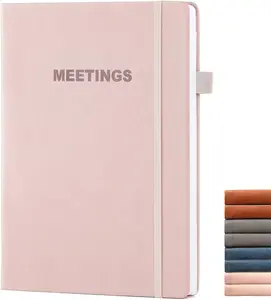 Elegant Meeting Notebook for Work with Action Items, Premium Leatherette Hardcover Meeting Planner with Numbered Pages, 7 x 10" Project Planner Notebook Meeting Notes for Men & Women
