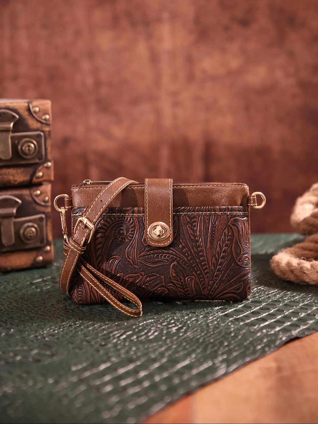 Women's Fashionable All Over Print Mini Crossbody Bag, Casual Colorblock Design Portable Zipper Wristlet All-match Commuter Bag for Work & Daily Used