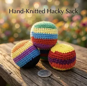 1/6/12 PCS 2026 Upgraded Hand-Made Knitted Hacky Sack, Assorted Multicolored Geometric Pattern Footbags, Ready-to-Use Juggling Balls for Adult Beginners