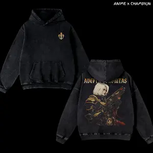 Adepta Sororitas Sisters of Battle Warhammer 40K Oversized Washed Hoodie – Premium Cotton Streetwear with Bold Graphic Print, Vintage Look, Perfect for Gamers, Collectors & Fans