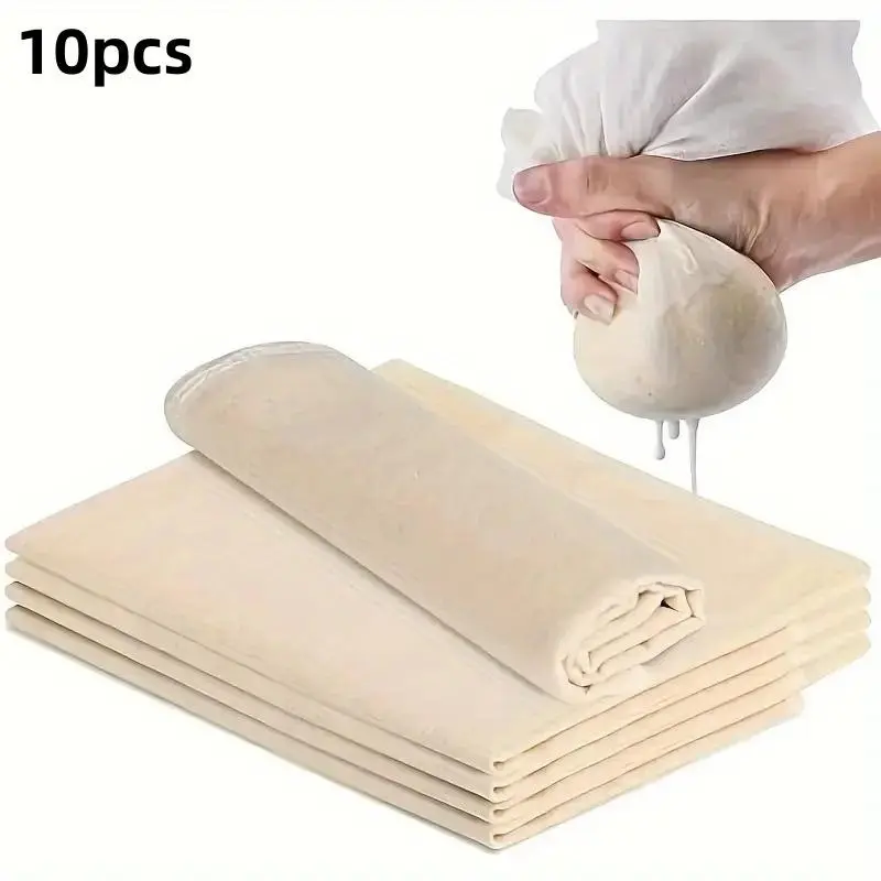 10 Pcs Cheesecloth, Unbleached Cotton Milk Filter, Reusable for Cooking, Baking, Juicing, Cheese Making, Kitchen Accessories