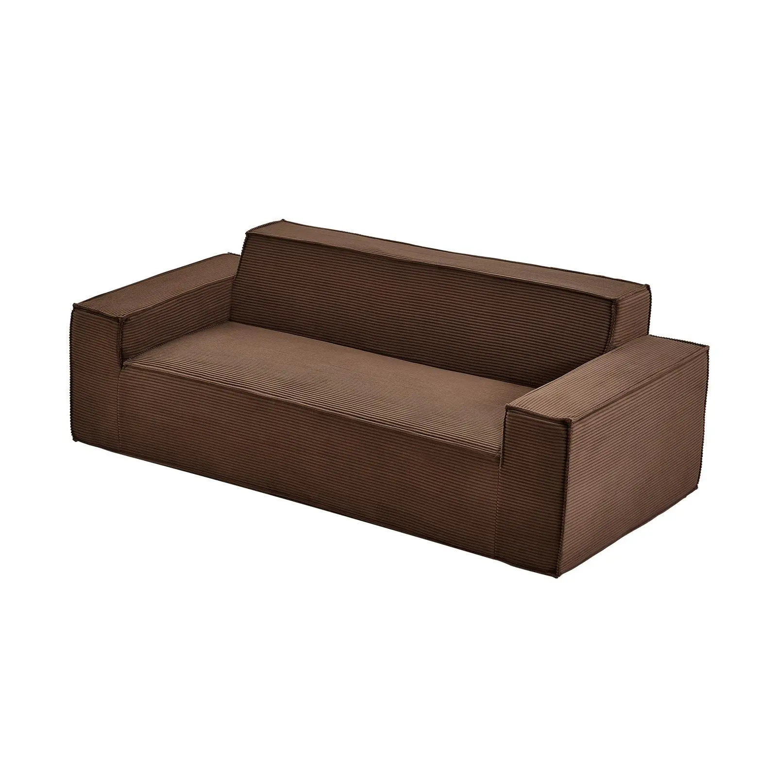 VEVOR 3-Seater Comfy Corduroy Sofa with Cushion, 83 in/2110 mm Elongated Deep Seat Comfy Couch with Memory Foam, No-Assembly Indoor Furniture for Living Room Gatherings, Brown#SohoChic