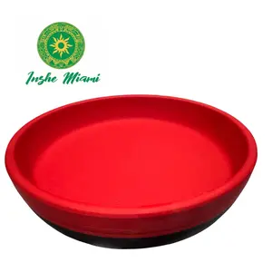 Plato de Elegua Pintado de Rojo y Negro