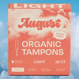 August Light Tampons - 100% Organic Cotton and Absorbent