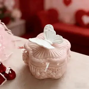 Elegant Ceramic Jewelry Box European Style for Living Room Bedroom Storage of Jewelry and Candies