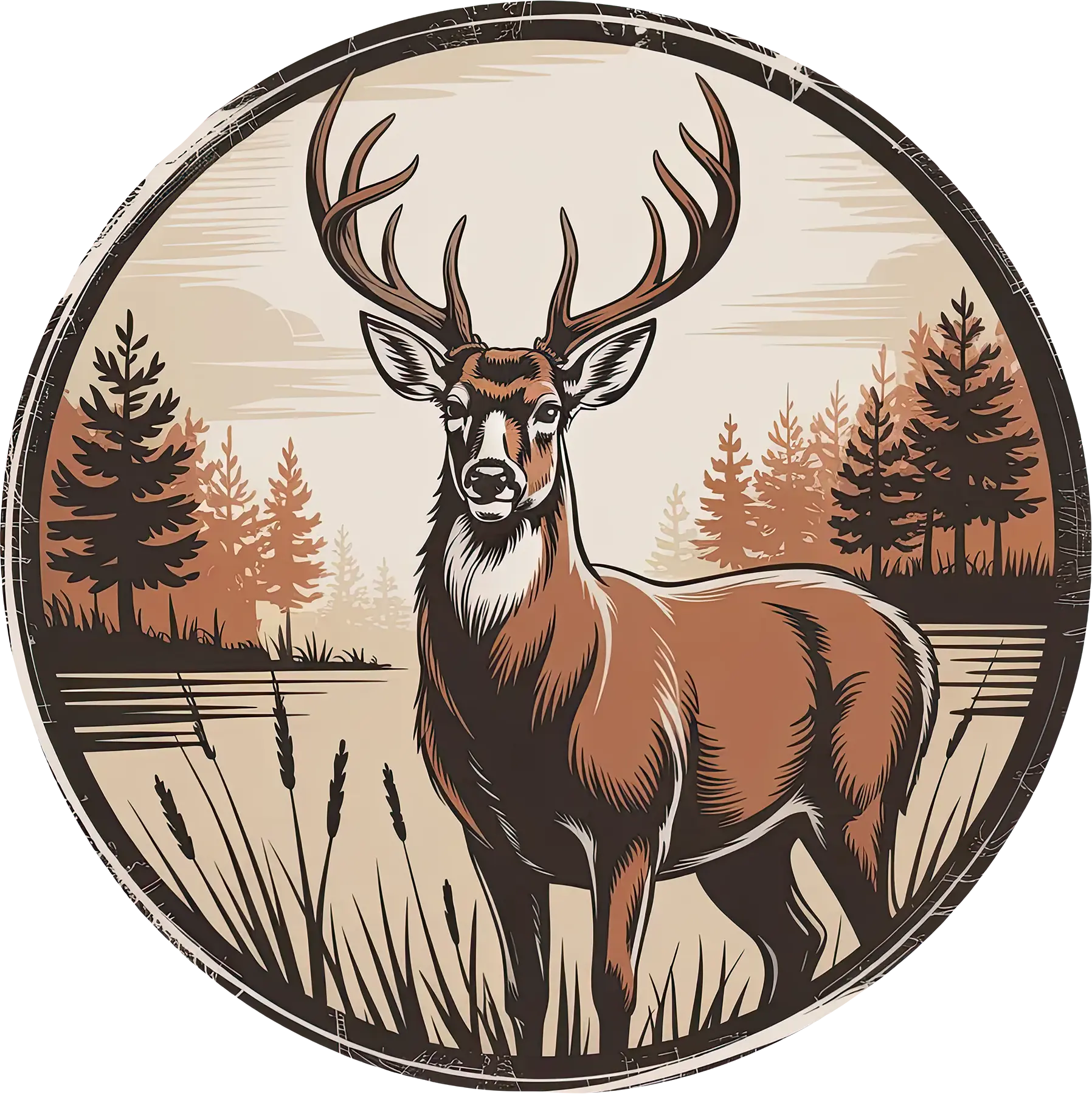 DTF Transfer – Deer Scene Multi Sizes (AN-DR001)