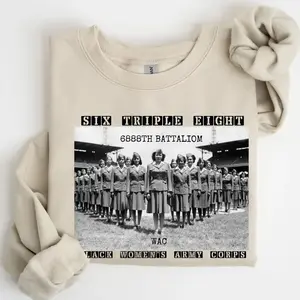 6888th Battalion Sweatshirt, Six Triple Eight T-shirt, Black Womens Army Corps Hoodie, Major Charity Adams, BHM Crewneck,Military History Gift