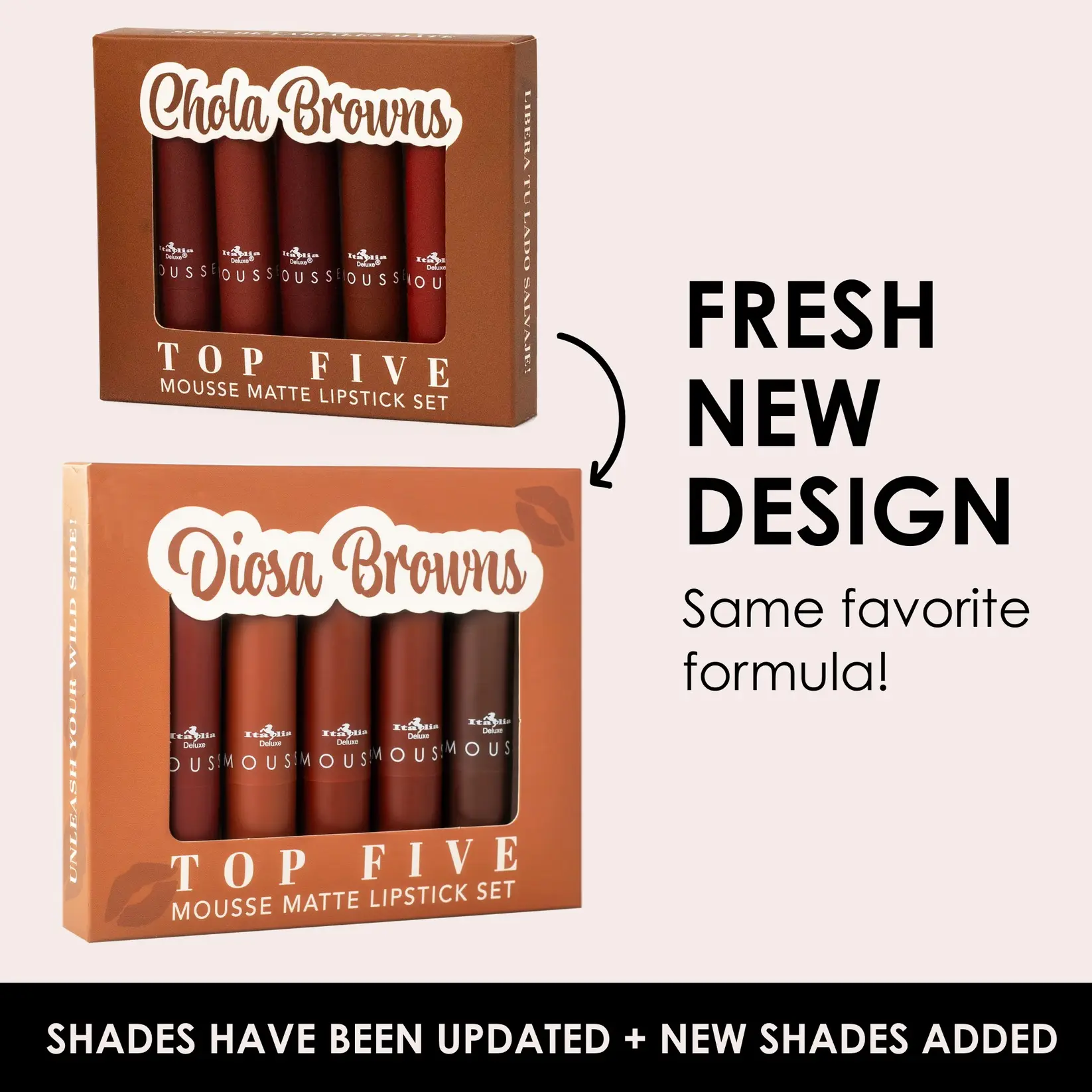 Diosa Brown Top Five Mousse Matte Lipstick Set - Italia Deluxe Collection, Signature Mousse Matte Lipsticks