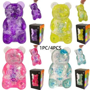 Colorful Q-Press Bear Sensory Stress Relief Toy, Jelly-Like Filling, Squeeze Relaxation Toy, Birthday Gift, Gift Bag Filler