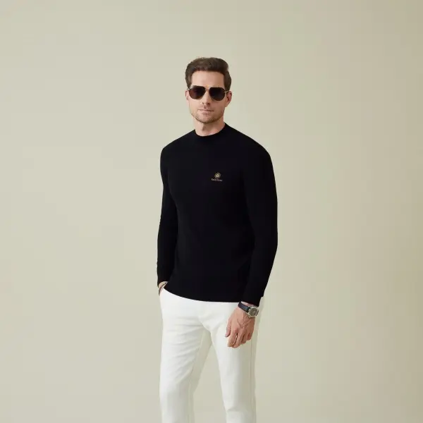 RAIDY BOER Merino Wool Crew Neck Pullover Sweater for Men