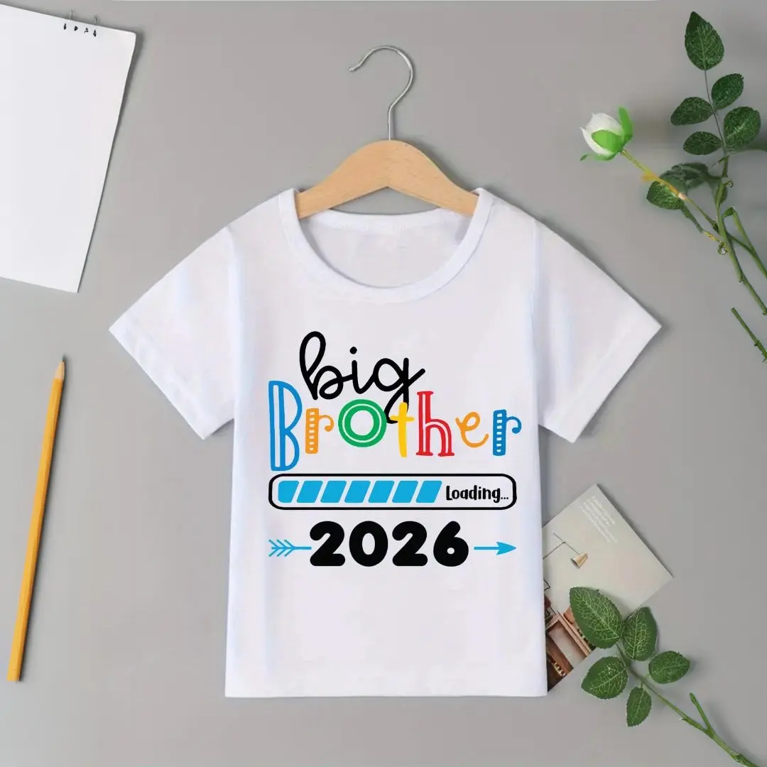 Cool Big Brother Outfit 2026 Big Brother Art Family Print T-Shirt Boys Cute Children's Clothing Pregnancy Announcement T-Shirt Fun Summer Short Sleeve T-Shirt Toddler Shirt Best Gift T-Shirt Casual Top Machine Washable