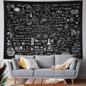 Science Themed Classroom Blackboard Tapestry, 1/2 Counts Chemistry & Mathematics & Geometry & Physics Tapestry, Back To School Party Decoration, Wall Hanging Tapestry, Wall Tapestries