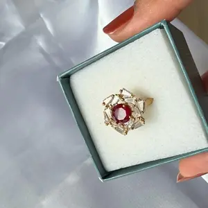 Gold tone finger ring for women Artificial Gemstone Ring Wedding Promise Rings