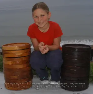 MegaChess 10 Inch Teak Giant Checkers
