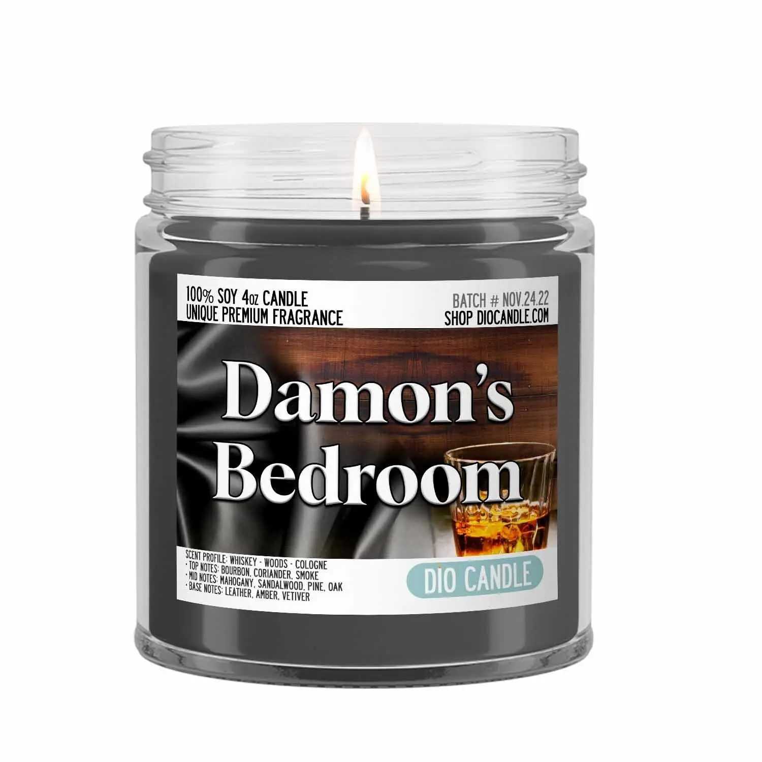 Damon's Bedroom Scented Candle - Smells Like Whiskey, Woods and a Vampire's Cologne - Dio Candle