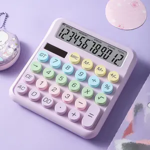 Mechanical Switch Calculator with Big Buttons, Calculators Desktop, 12 Digits, Large LCD Display, Desk Calculator, Cute Pink Calculators for Teachers Students Basic Office
