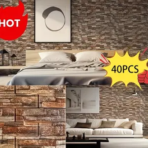 40pcs Stone Look Wallpaper 3D, Self-Adhesive Waterproof Brick Wall Stickers, Ideal for Bedroom, Living Room, Kitchen Decor