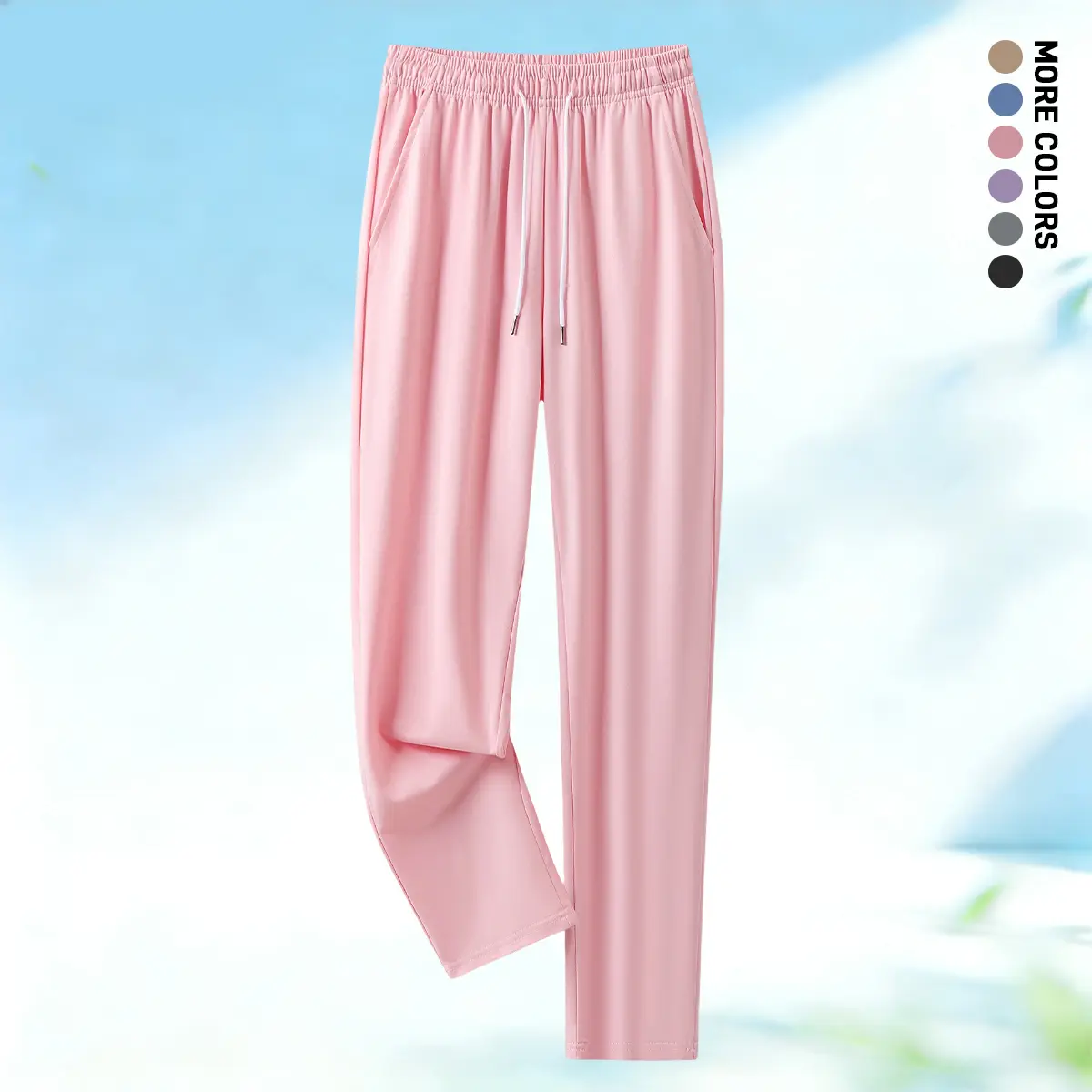 Women’s fashionable casual athletic long pants — drawstring waist, side pocket design; suitable for leisure activities and everyday home wear; women’s clothing