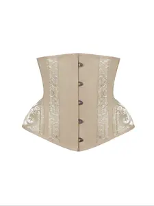 Women's Vintage Court Embroidered Jacquard Crescent Hourglass Shapewear Bodysuit, Lace-Up Adjustable Tight-Fitting Corset with Steel Buckle, Casual Waist Cincher