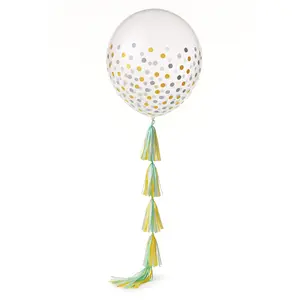 Blue and Gold Tassel Fringe Balloon Tail Accessory, 6 ft