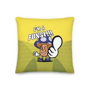 I'm A Fungi!! Premium Pillow - Cartoon Character Design with Bold Text, Ideal for Home Decor