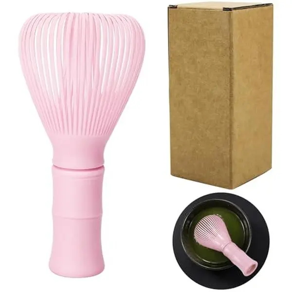Resin Matcha Whisk Traditional Japanese Chasen Matcha Tea Whisk Gifts for Tea Lovers Reusable Plastic Matcha Whisk for Authentic Tea Preparation (Pink)