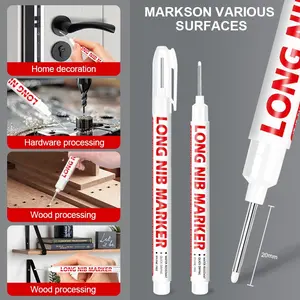 10 Pack Carpenter Pen, Deep Hole Long Nib Marker Pens, Smooth Writing Pens, Permanent Drawing Markers, Long Tip for Deep Holes, Water-Resistant & Quick-Drying, Architects, Woodworkers, Hardware Pros & Home Decor DIY Marking Drawing Pens Set