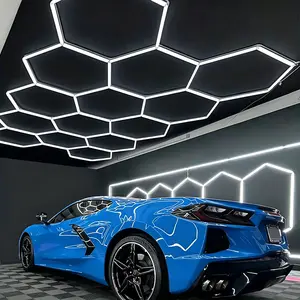 456W LED Hexagon Honeycomb Garage Light, 54720LM 6500K Super Bright 14-Grid System Light for Garage, Warehouse, Workshop