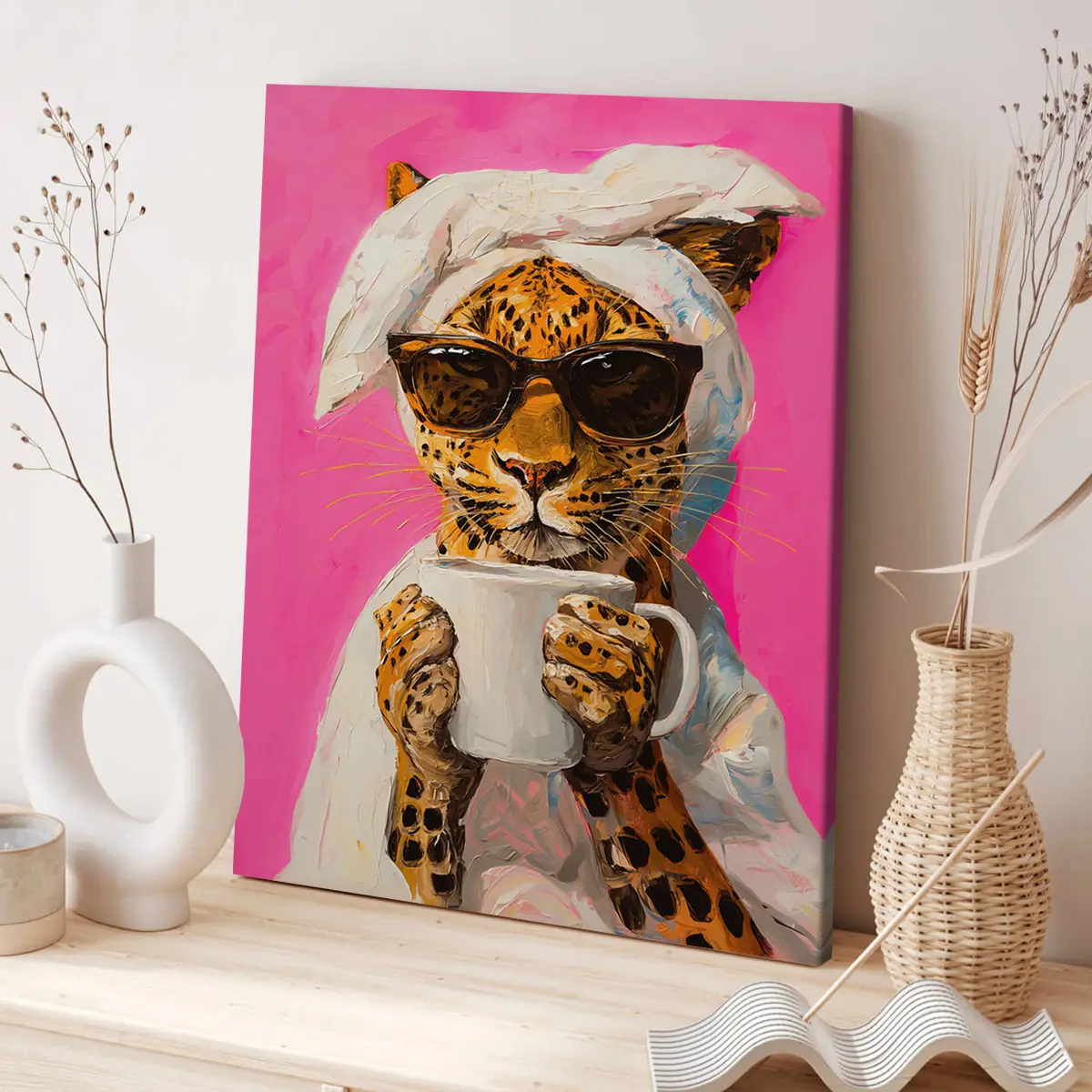 Unframed Canvas Art Print, Modern Leopard Theme Poster, Waterproof High-Definition Wall Decor, Ideal Gift for Home Office Kitchen