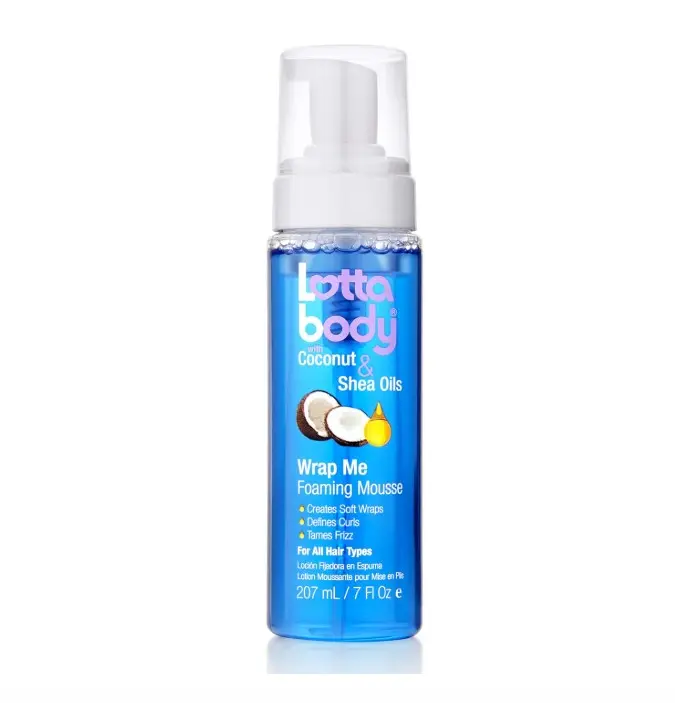 Lottabody Coconut Oil and Shea Wrap Me Foaming Curl Mousse - 7 Fl Oz for Soft Wraps, Hair Mousse for Curly Hair, Anti Frizz & Moisturizes - Gel