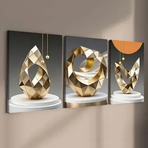 3 count wooden frame canvas, Geometric Abstract pattern poster, aesthetic art, Abstract Decoration, Stylish Living Room Decoration, Modern Family Poster, Exquisite corridor Wall Art, Modern Home Decor, HD, waterproof