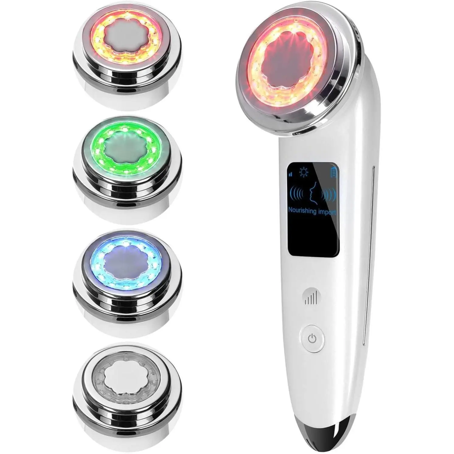 4-in-1 Rechargeable Electric Face Massager Kit, Anti-Aging Skin Tightening & Firming Facial Beauty Device, White (Ideal Gift for Beauty & Personal Care Enthusiasts), Rechargeable Battery, Facial Beauty Machine, Wrinkle Removal Firming