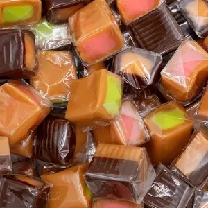 NEW - Caramel Cubes Candy Mix - 2 Pound Bulk Pack (About 150 Count) - Filled Creamy Caramels Individually Wrapped - Vanilla, Chocolate, Apple, Strawberry - Assorted Chews