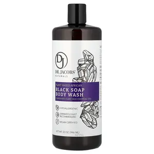 Dr. Jacobs Naturals Plant-Based African Black Soap Body Wash, Lavender & Clary Sage Essential Oils, 32 oz (946 ml)