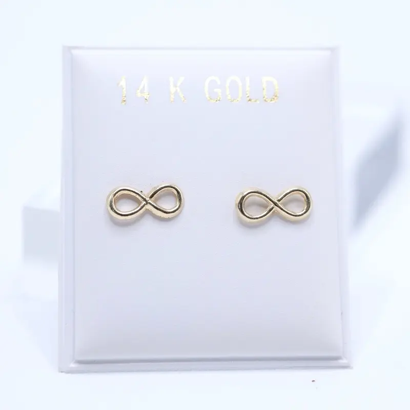 14KT Gold Infinity Screw Back Earrings - Dainty, Simple Design for Everyday Wear