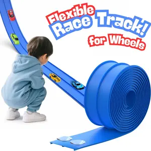 Summer Vibes Flexible Race Track Toys for Wheels 1:64,15 Ft Flex Race Car Ramp Track with Suction Cups - Portable DIY Racetrack Compatible with Diecast 1/64th Cars Model for Boys and Girls Ages 3+