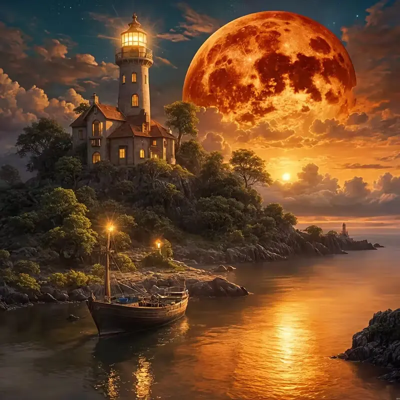 New DIY 5D Diamond Painting Kit, Diamond Art Tools, Lighthouse Cabin Theme, Full Drill Mosaic Art, Home Wall Decor Gift, Small Size, Model Xinghao Z124a