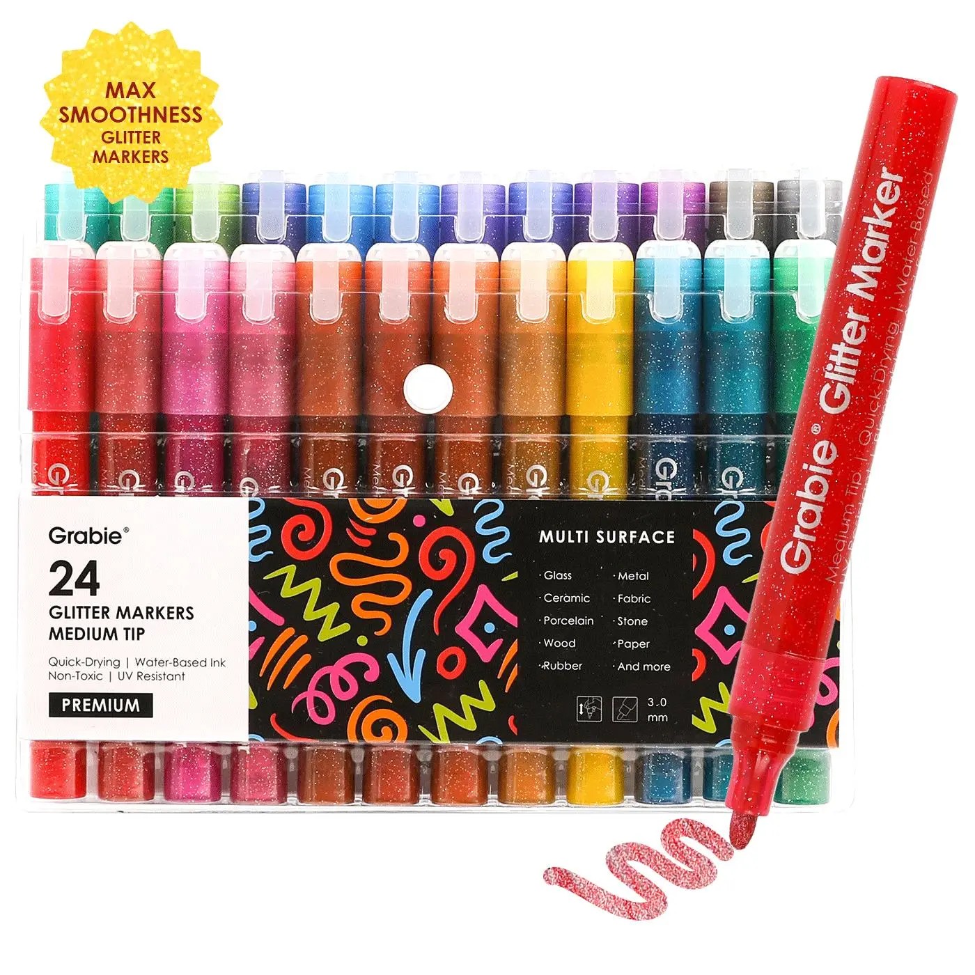 [Flash Sale] Grabie Iridescent Glitter Acrylic Paint Marker Set Of 24 acrylic pen, Art Drawing, Back to School, Class Reward Gift Idea